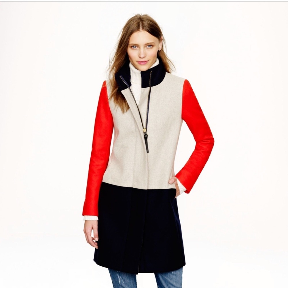 JCrew Colorblock Wool Peacoat Size 2